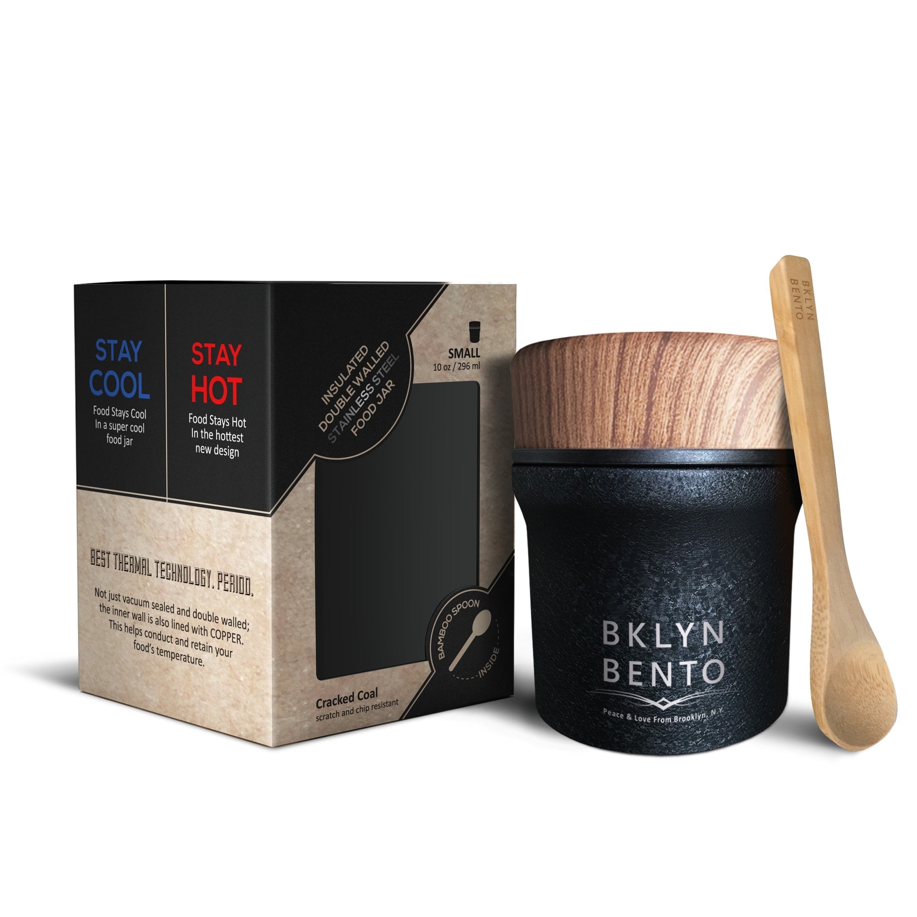 Buy black Bklyn Bento Williamsburg Food Jar Small (10oz) + Bamboo Spoon, Multiple Colors