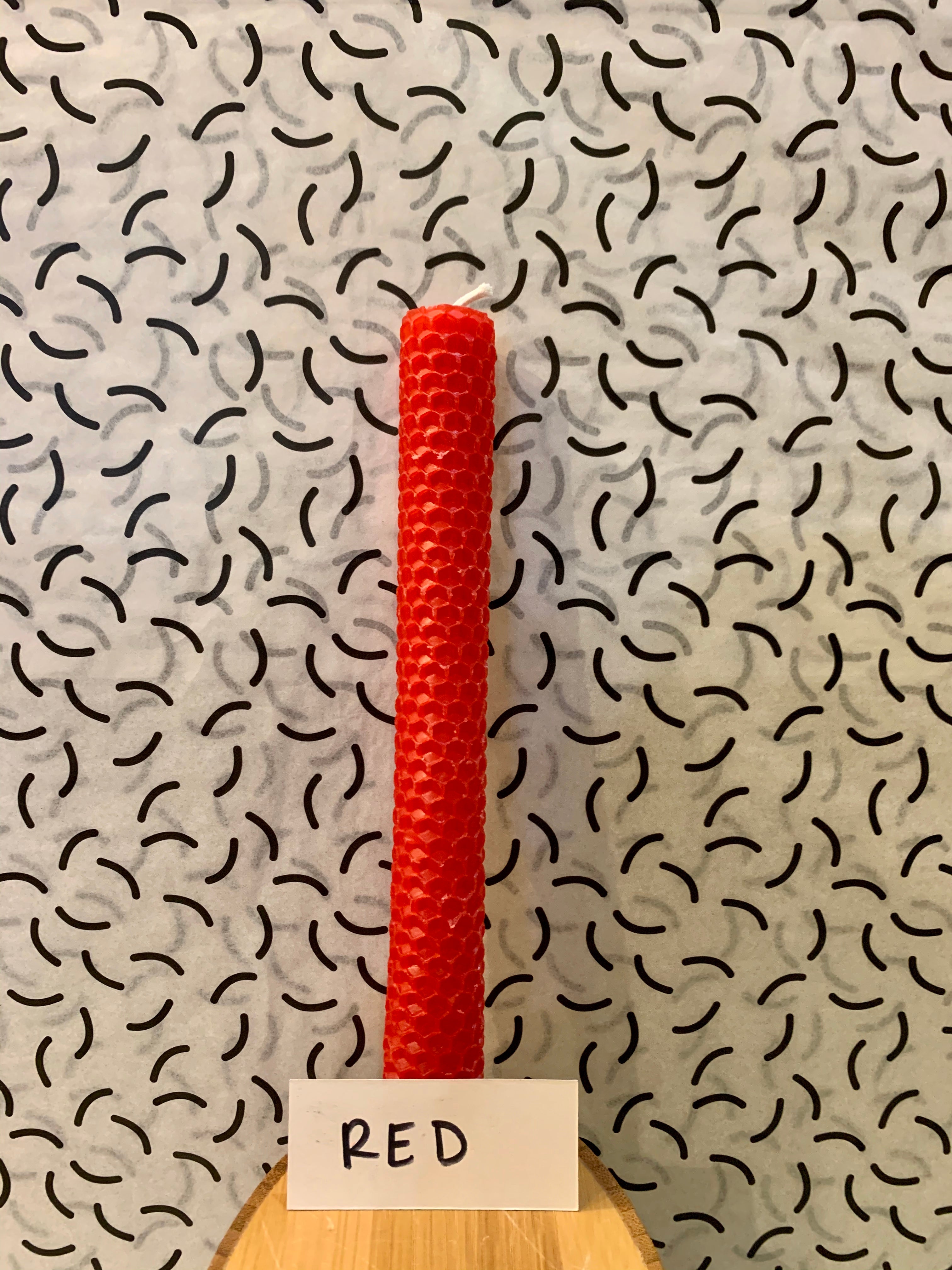 Buy red Hand Rolled Beeswax Taper Candles, Sold Individually