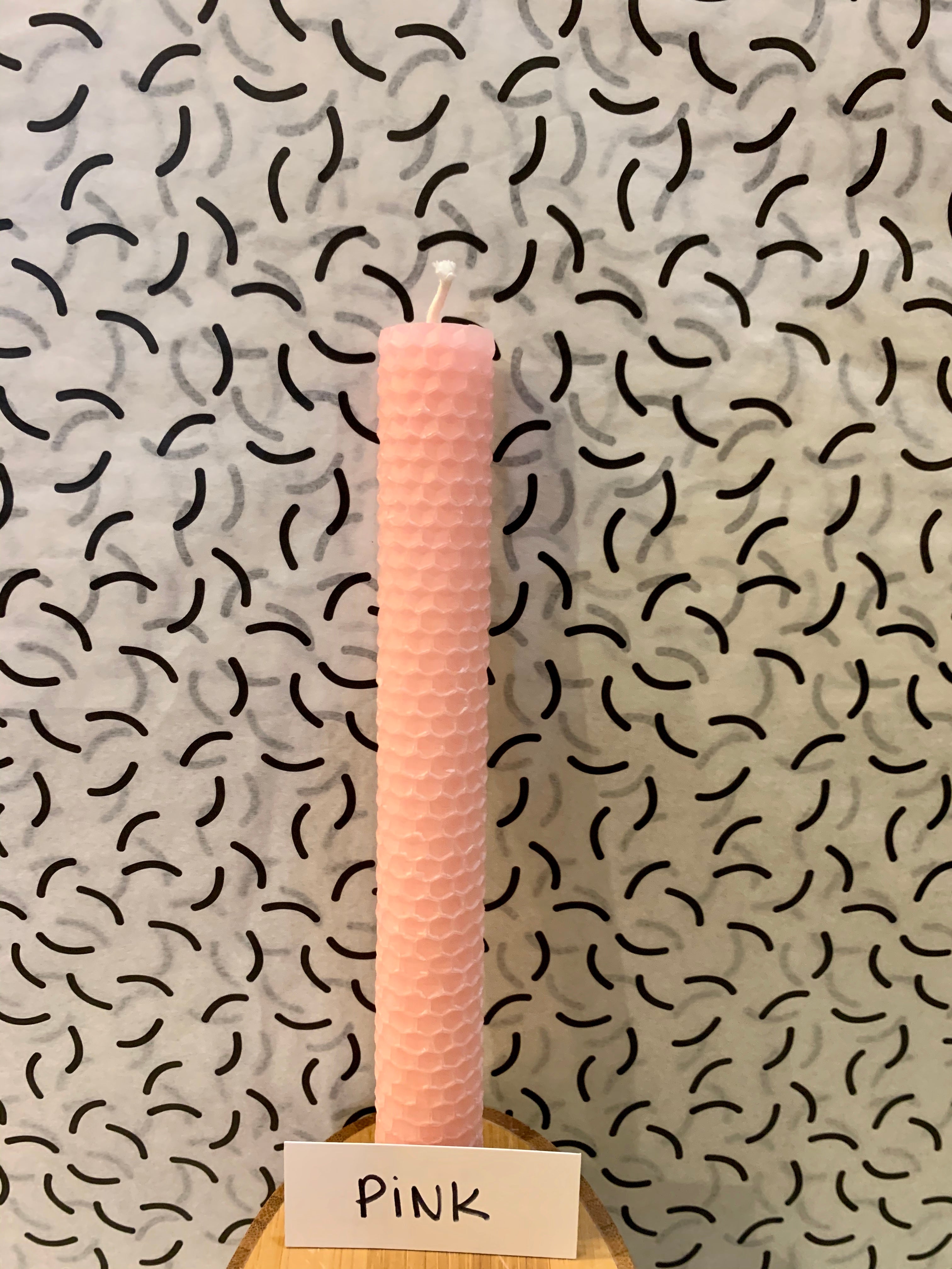 Buy pink Hand Rolled Beeswax Taper Candles, Sold Individually