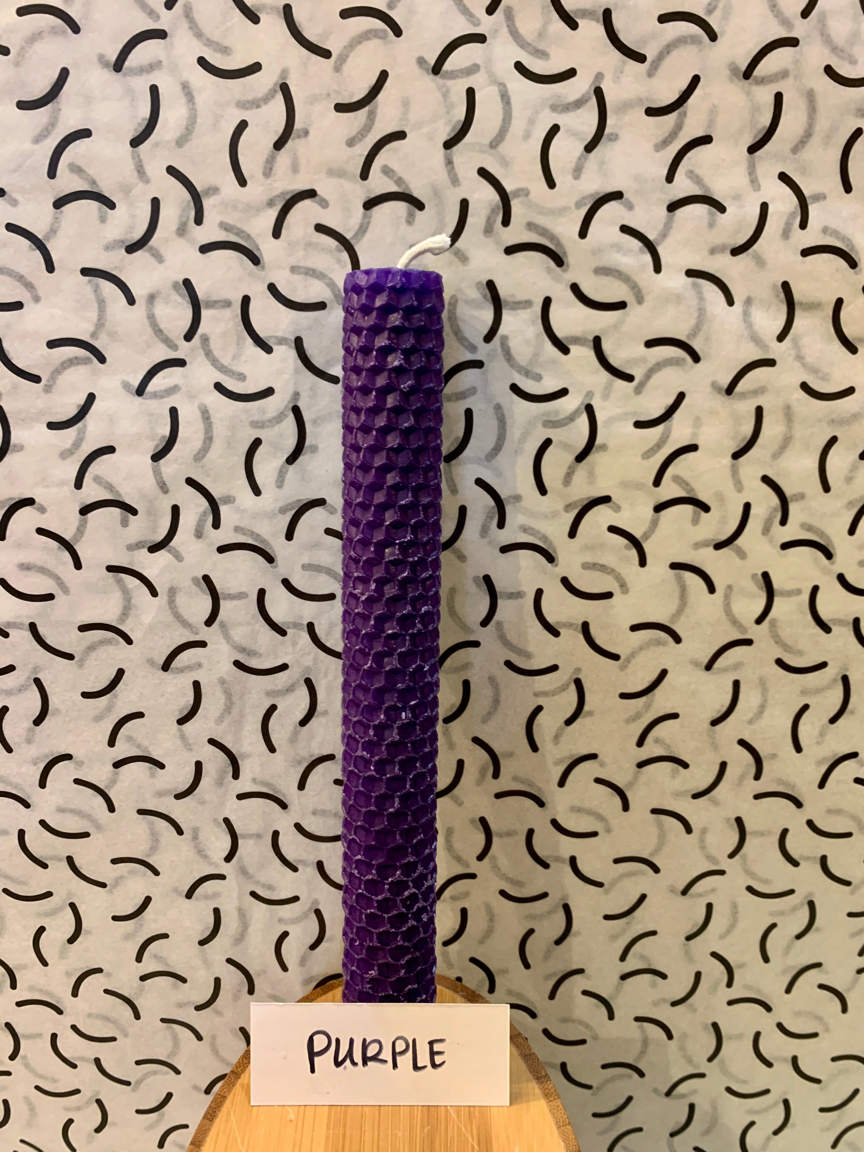 Buy purple Hand Rolled Beeswax Taper Candles, Sold Individually