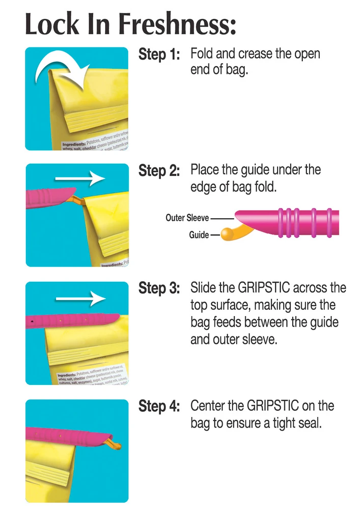 Gripstic Bag Clip, 3-pack Orange