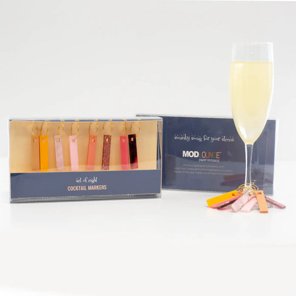 Mod Lounge Paper Co Wine Charms, Shades of Pink