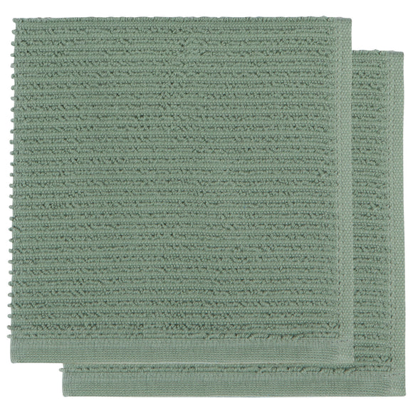 Now Designs Ripple Dishcloths, Set of 2, Elm Green
