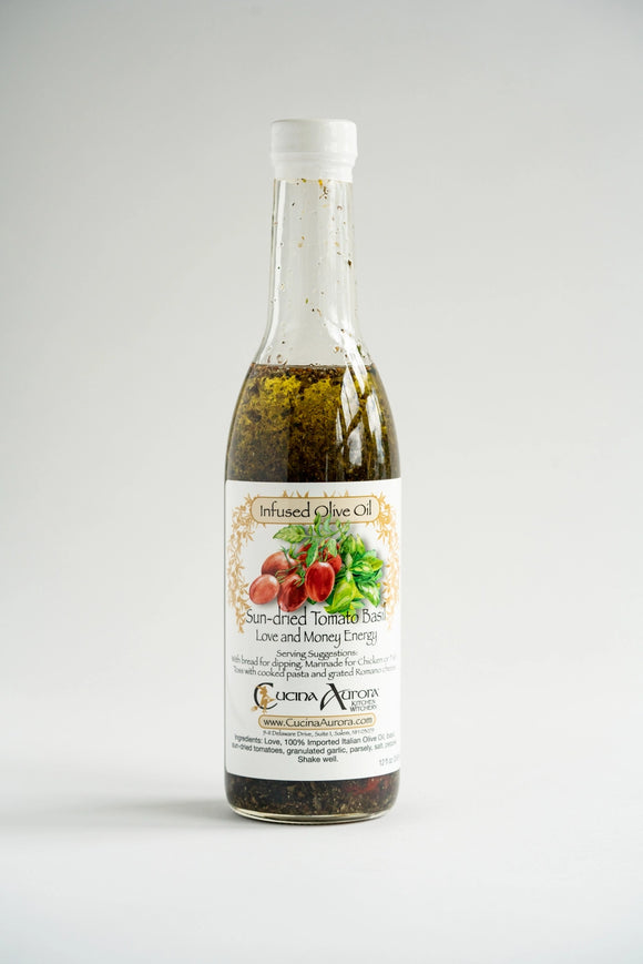 Cucina Aurora Sun Dried Tomato and Basil Infused Olive Oil, 12 oz