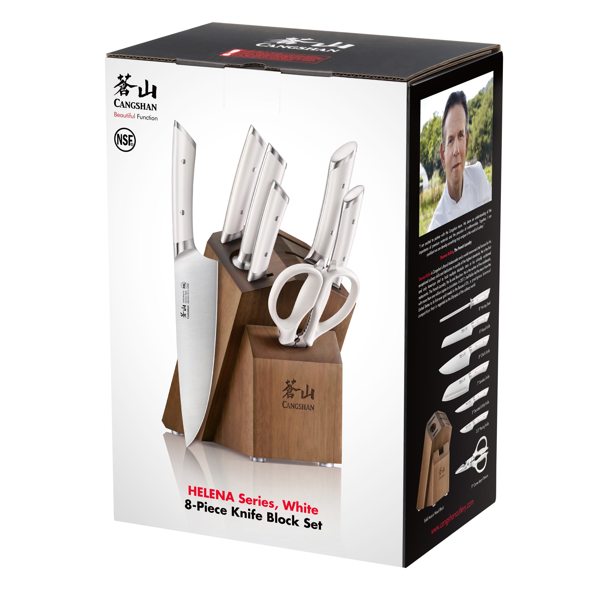 Cangshan HELENA Series German Steel 8-piece Knife Block Set, White