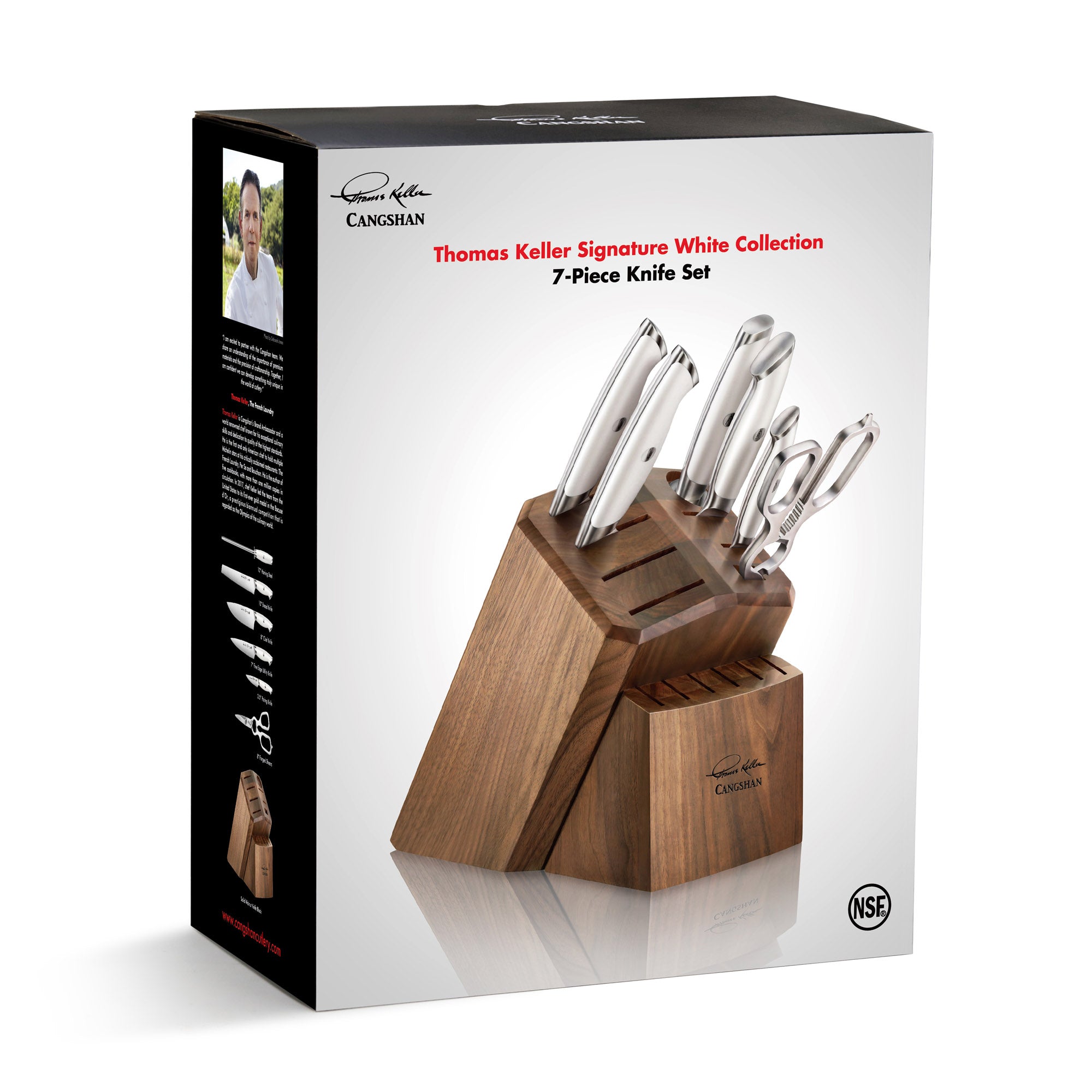 Thomas Keller Signature Collection 7-Piece Knife Block Set, White