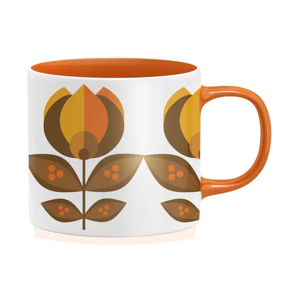 Mod Lounge Paper Co Mid Century Orange Tulip Flower Matte Mug