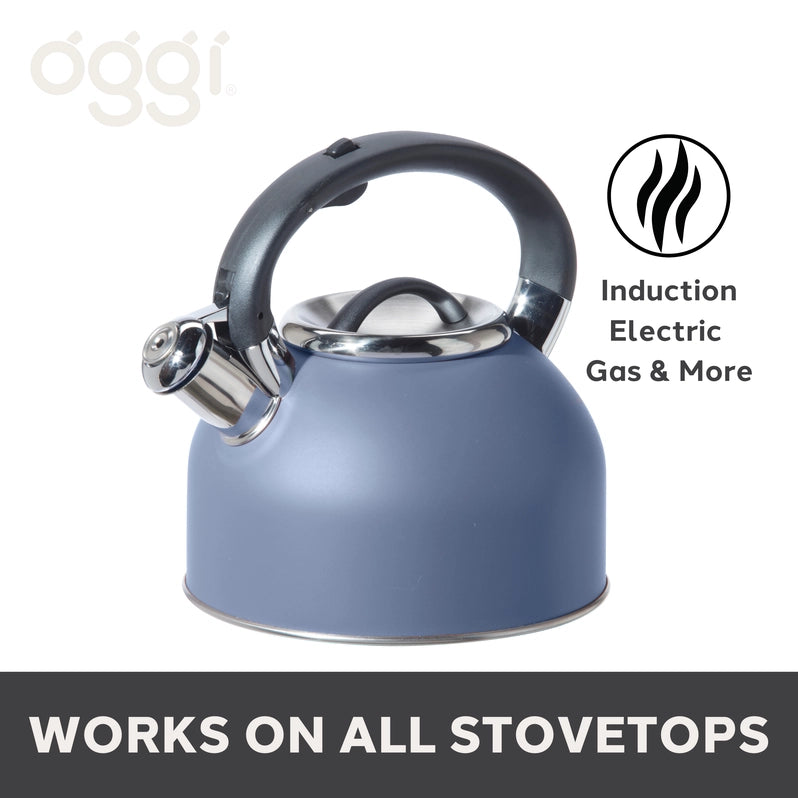 OGGI Stovetop Whistling Tea Kettle, Blue