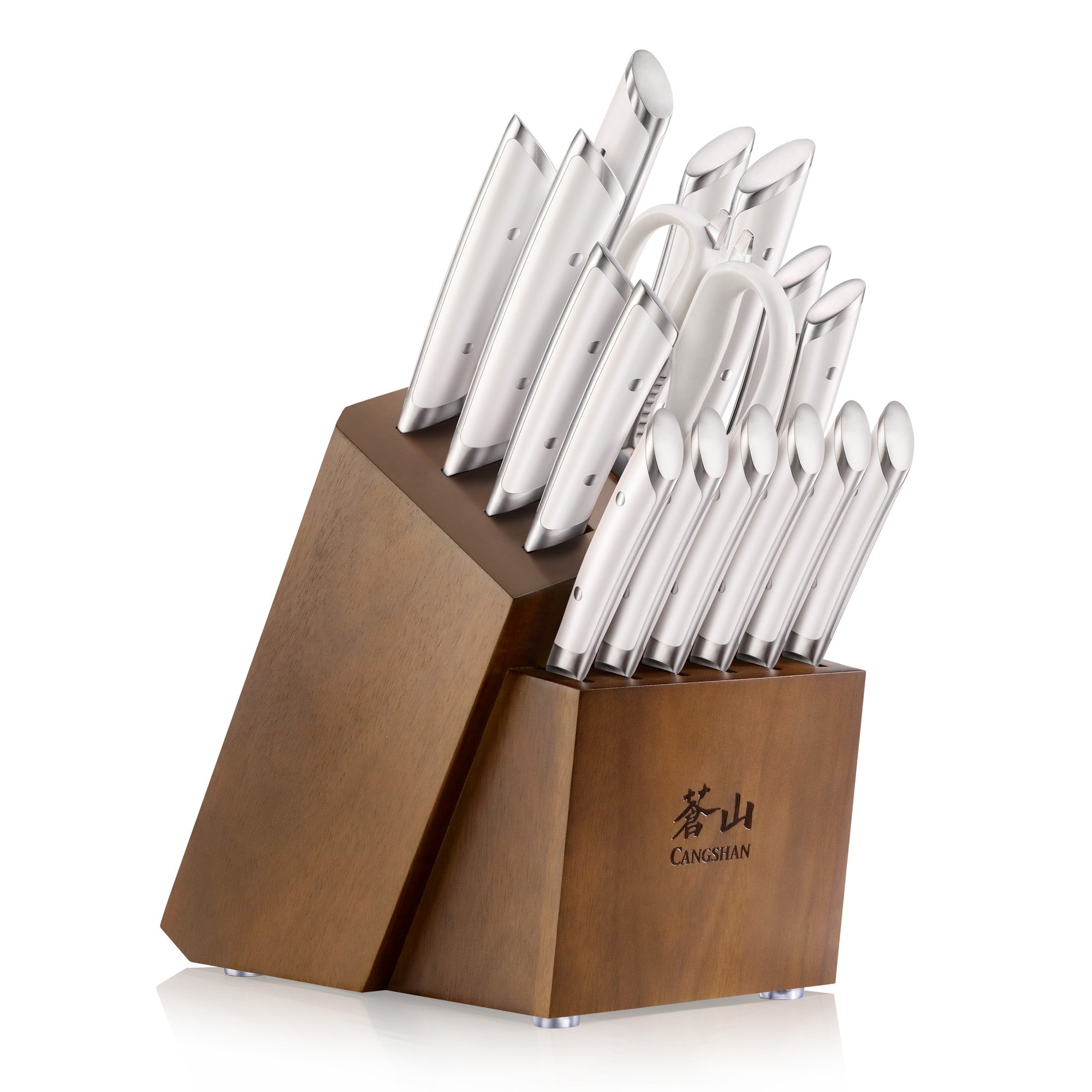 Cangshan HELENA Series German Steel 17-piece Knife Block Set, White