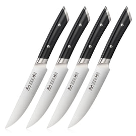 Cangshan HELENA Series 4-Piece Fine-Edge Steak Knife Set, Forged German Steel, Black