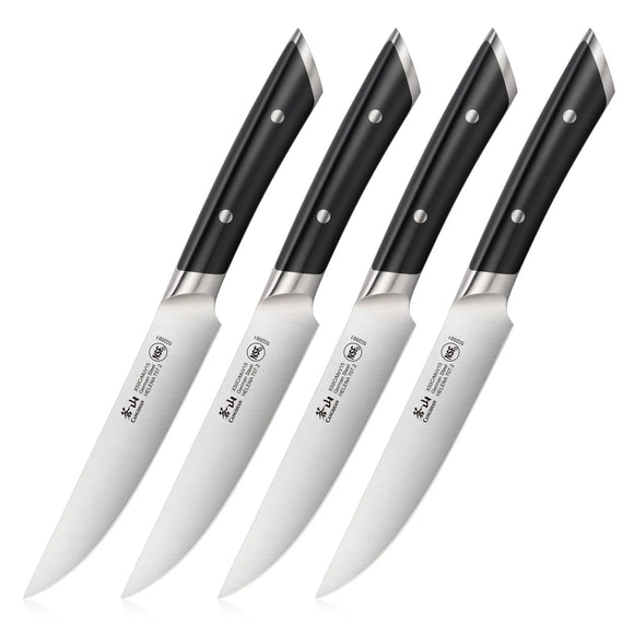 Cangshan HELENA Series 4-Piece Fine-Edge Steak Knife Set, Forged German Steel, Black