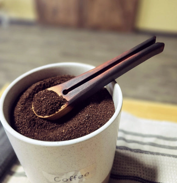 Two Ravens Handmade Wood Coffee Scoop & Bag Clip