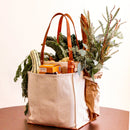 Capabunga Heavy Canvas Market Tote, Natural with Brown Handles-3