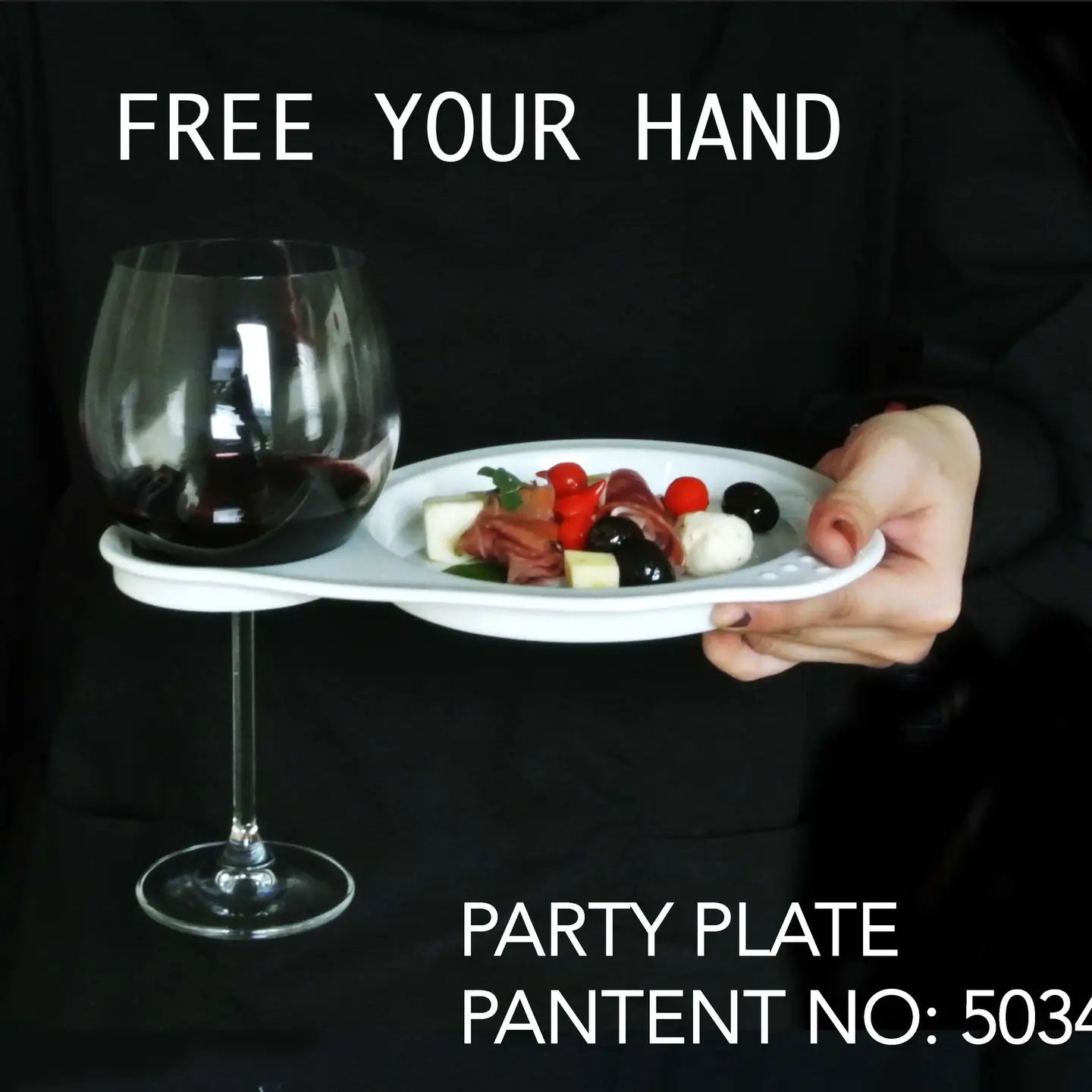 Appetizer Cocktail Plate with Wine Glass or Tumbler Holder