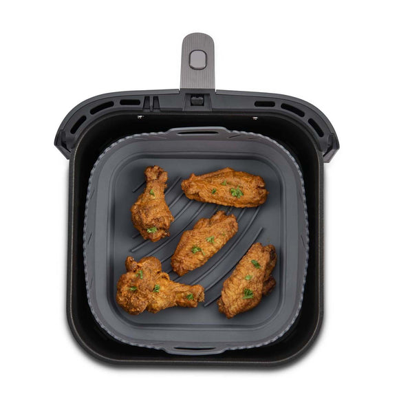 HIC Kitchen Collapsible Silicone Square Air Fryer Basket Liner, 7qt