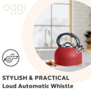 OGGI Stovetop Whistling Tea Kettle, Red