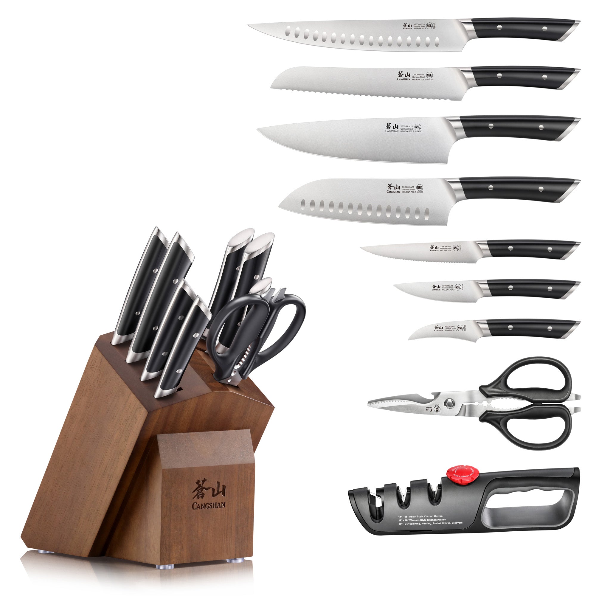 Cangshan HELENA Series German Steel 10-piece Knife Block Set, Black