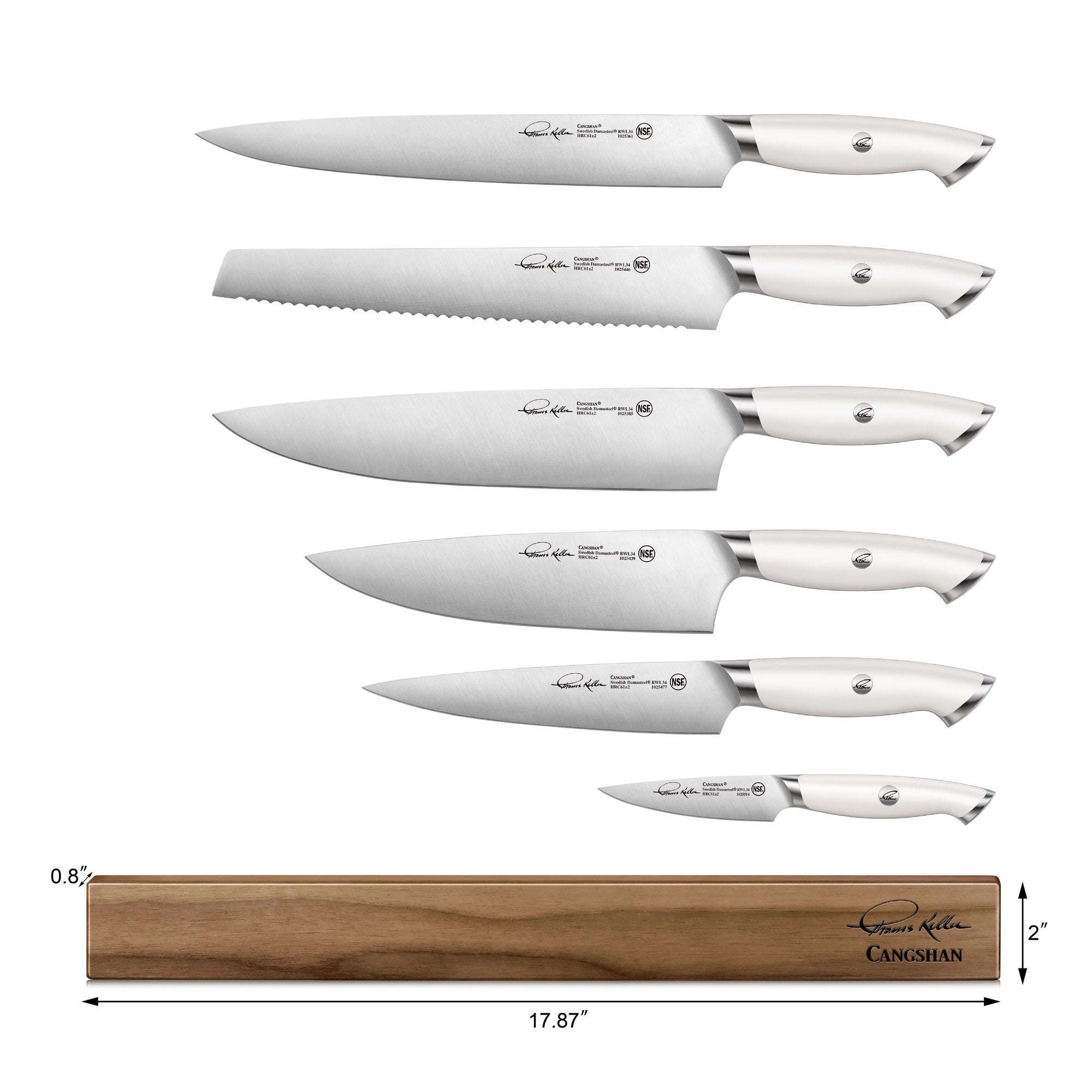Thomas Keller Signature Collection 7-Piece Magnetic Knife Set, White