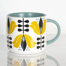 Mod Lounge Paper Co Mid Century Yellow Lotus Flower Matte Mug