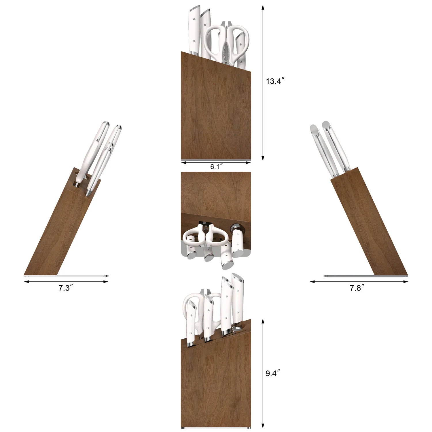 Cangshan HELENA 6pc Knife Block Set, Forged German Steel, HUA Acacia Block, White