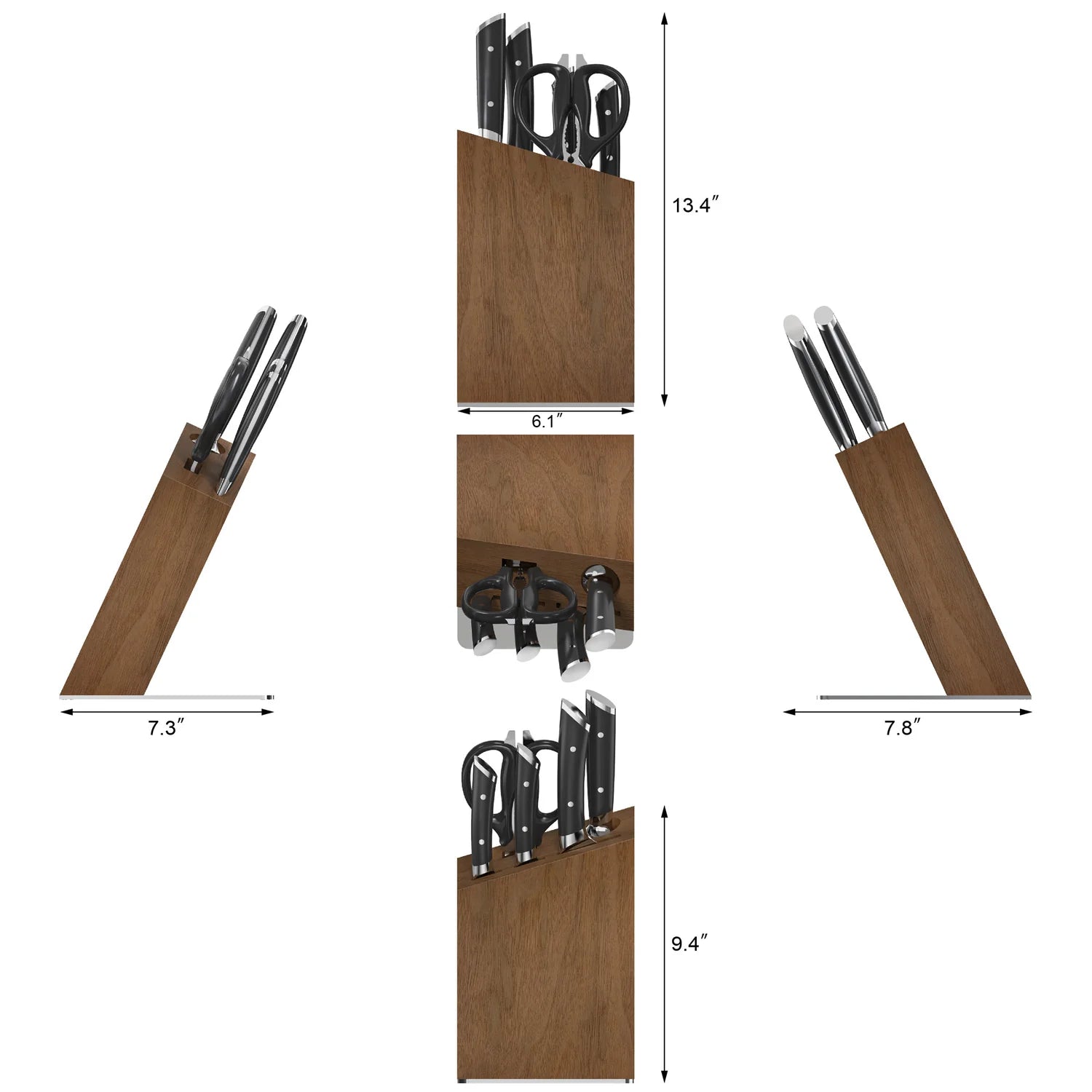 Cangshan HELENA 6pc Knife Block Set, Forged German Steel, HUA Acacia Block, Black