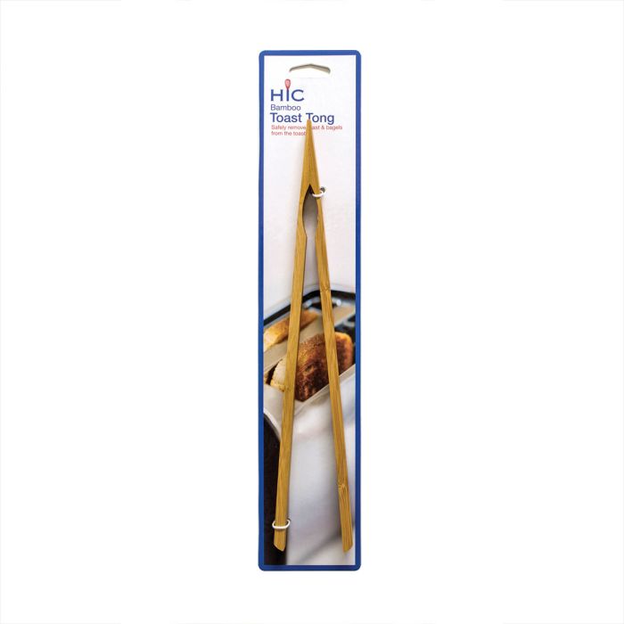 HIC Kitchen Bamboo Toast Tongs, 12in