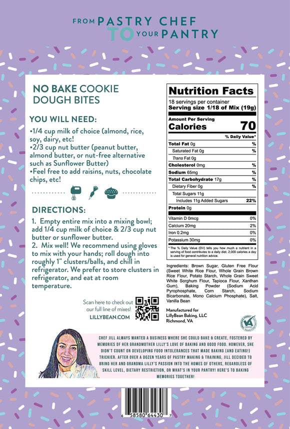 LillyBean Baking Vegan & Gluten-Free No-Bake Cookie Dough Bites Mix
