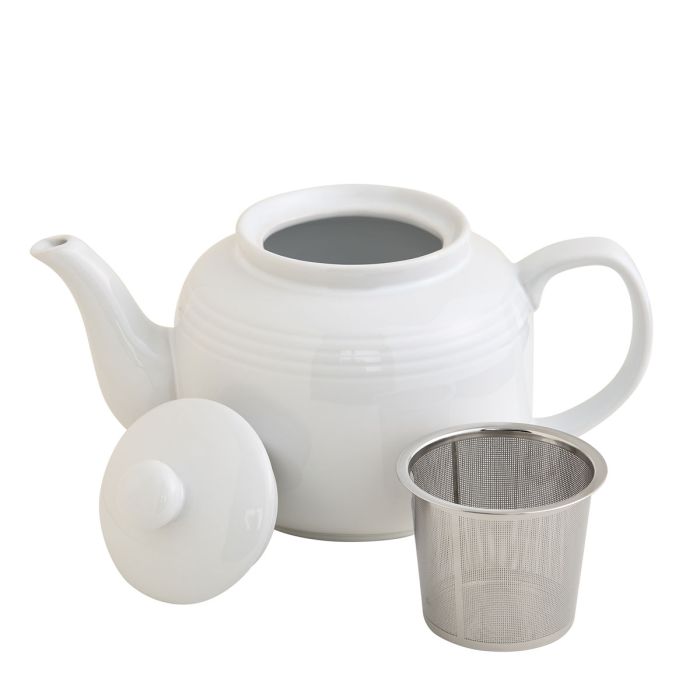 House of Prill Teapot with Stainless Steel Infuser, White | Common
