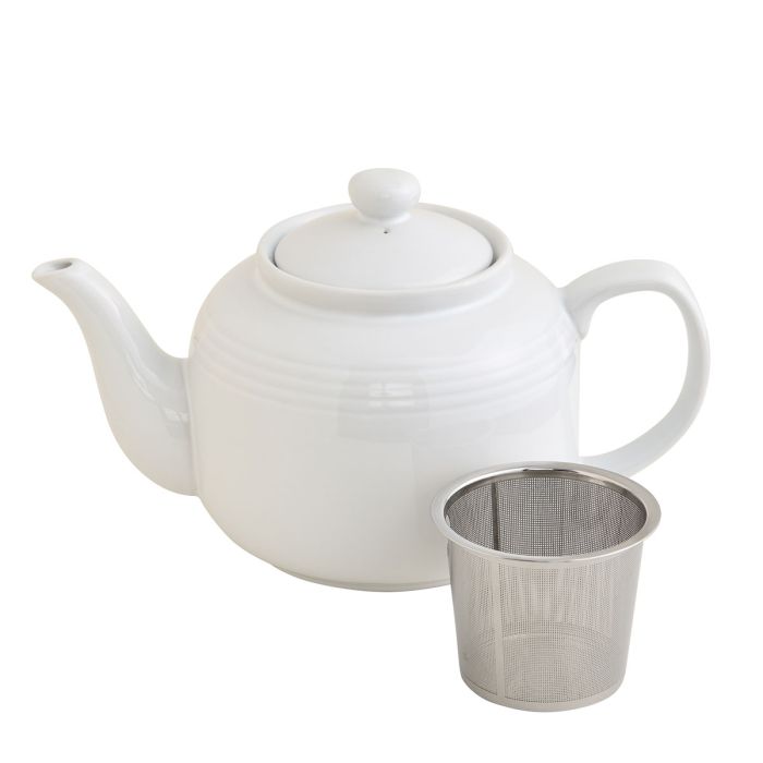 House of Prill Teapot with Stainless Steel Infuser, White