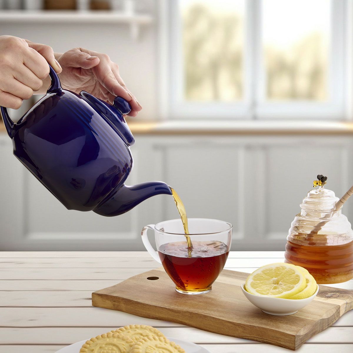 House of Prill Teapot with Stainless Steel Infuser, Cobalt