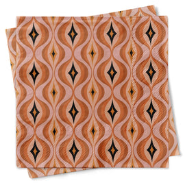 Mod Lounge Paper Co Cocktail Napkin Orange Diamond in Waves