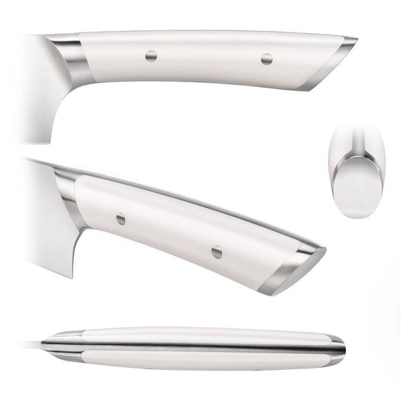 Cangshan HELENA 6pc Knife Block Set, Forged German Steel, HUA Acacia Block, White