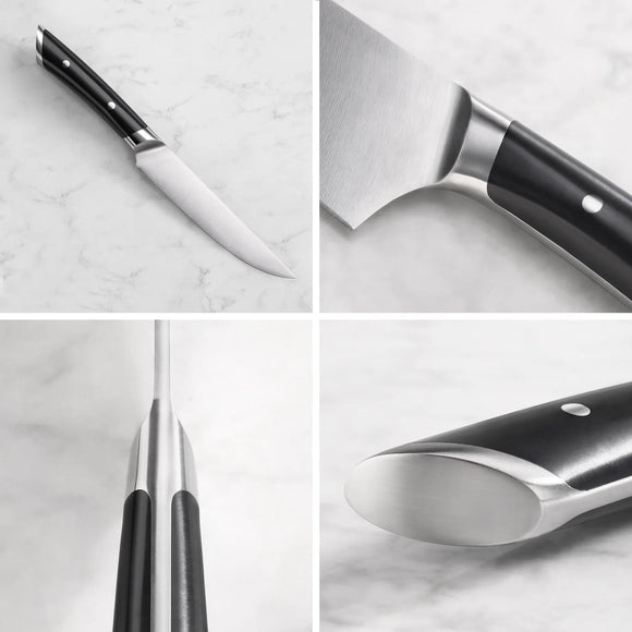 Cangshan HELENA Series 4-Piece Fine-Edge Steak Knife Set, Forged German Steel, Black