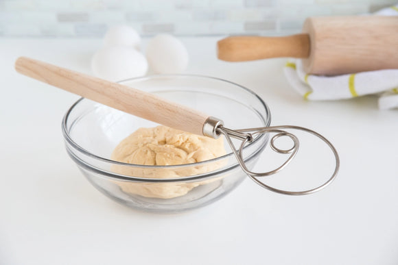 Fox Run Danish Dough Whisk, SS and Wood, 12"