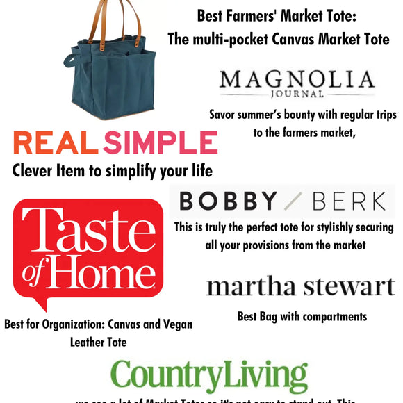 Capabunga Heavy Canvas Market Tote, Natural with Brown Handles