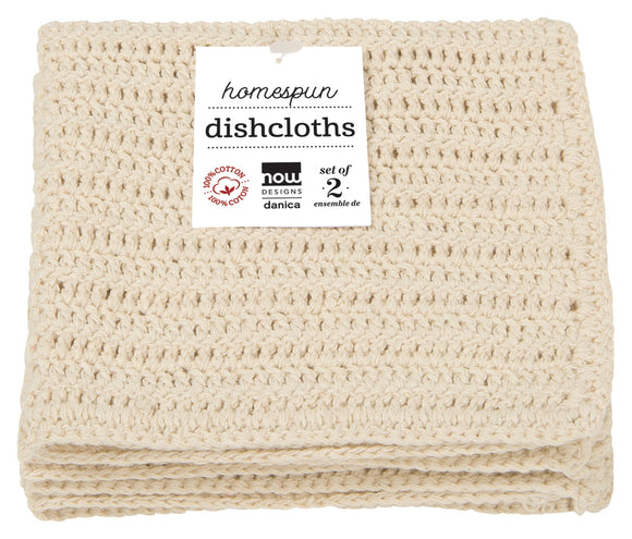 Now Designs Homespun Natural Crocheted Dishcloths, Set of 2