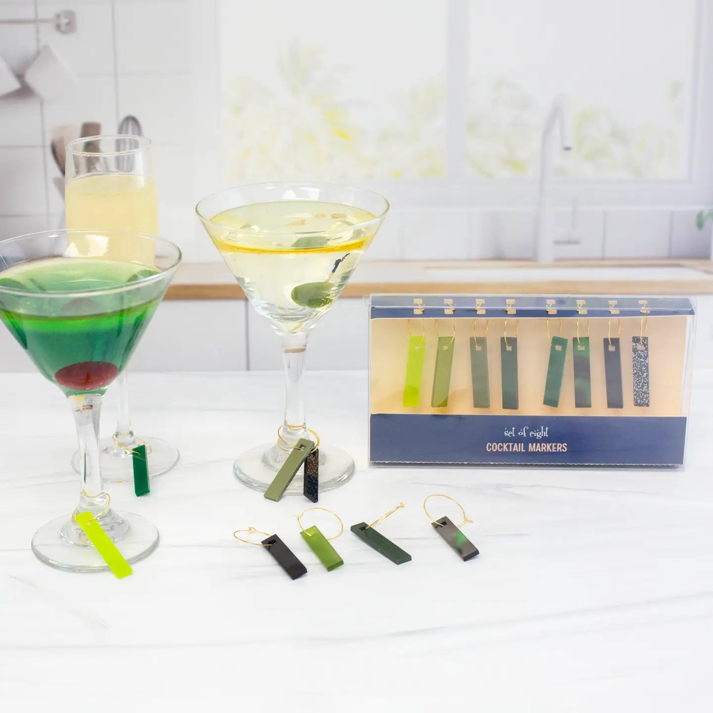 Mod Lounge Paper Co Wine Charms, Shades of Green