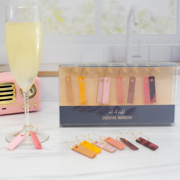 Mod Lounge Paper Co Wine Charms, Shades of Pink