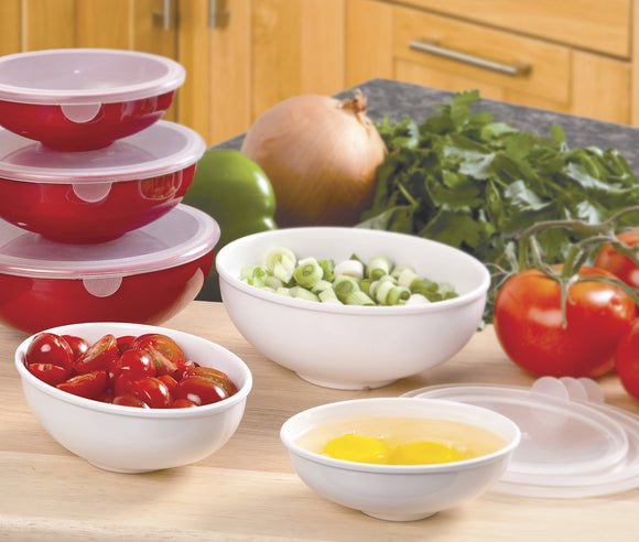 Nesting Prep Bowls with Lids, Set of 3, Multiple Colors