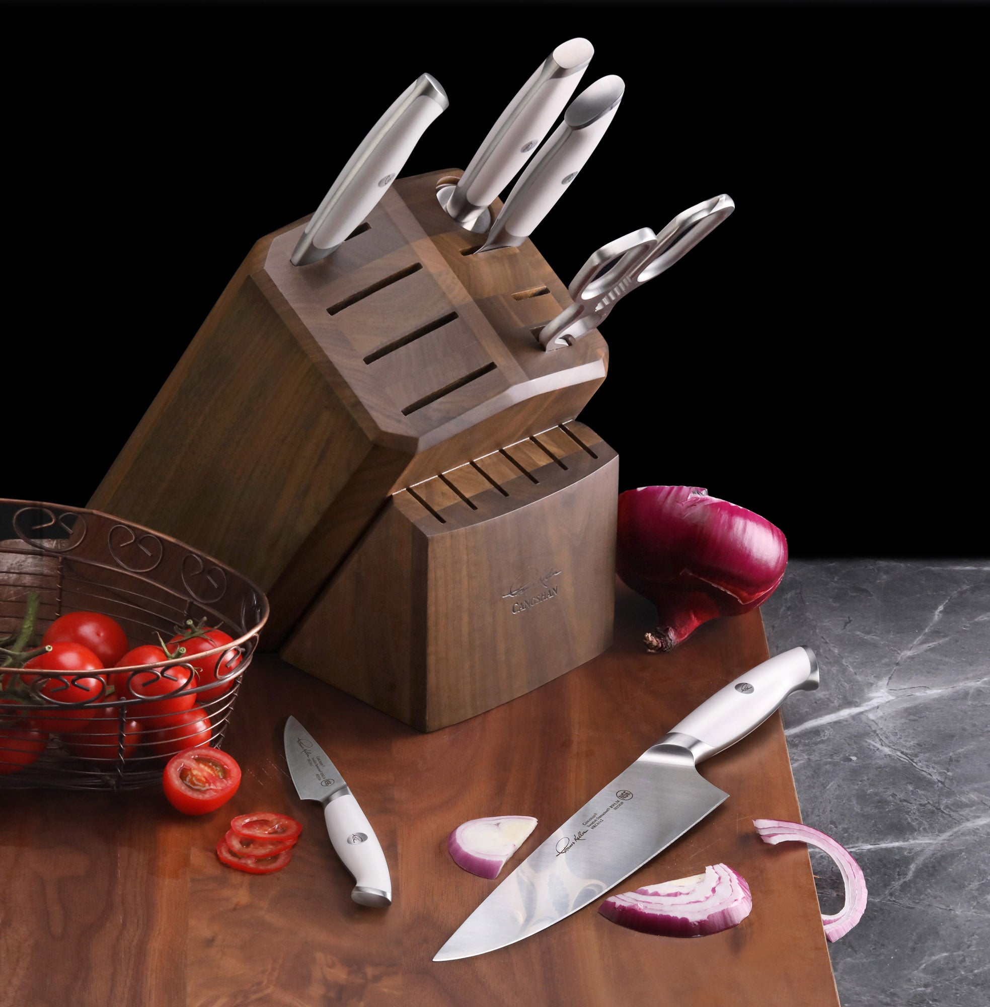 Thomas Keller Signature Collection 7-Piece Knife Block Set, White