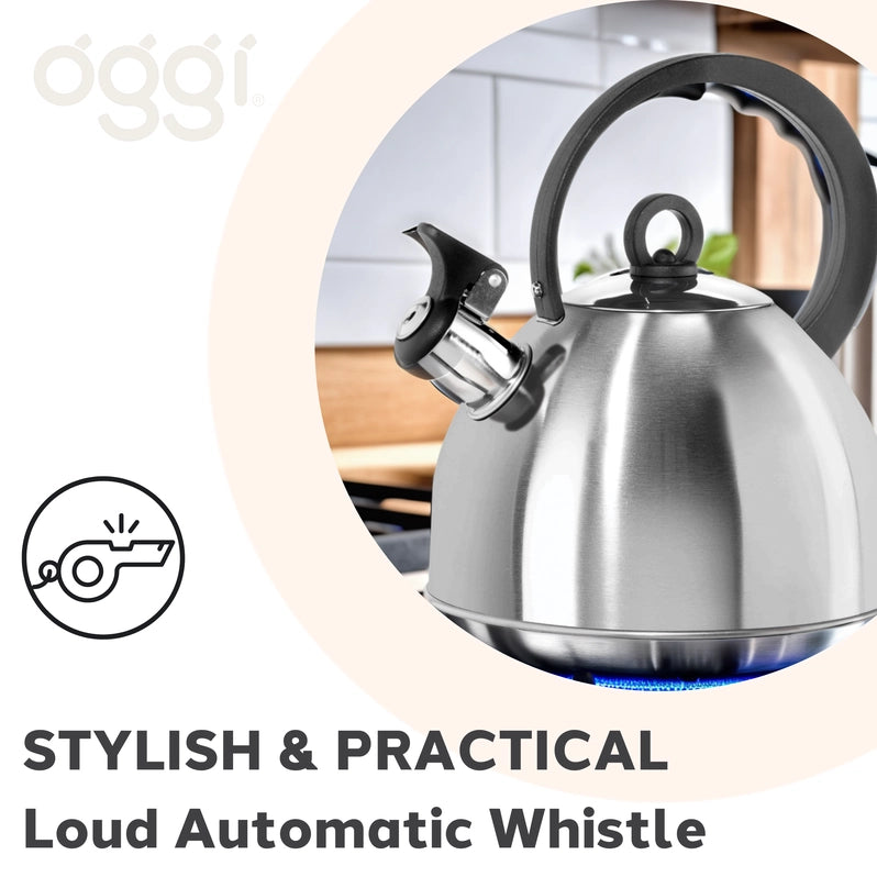 OGGI Stovetop Whistling Tea Kettle, Stainless