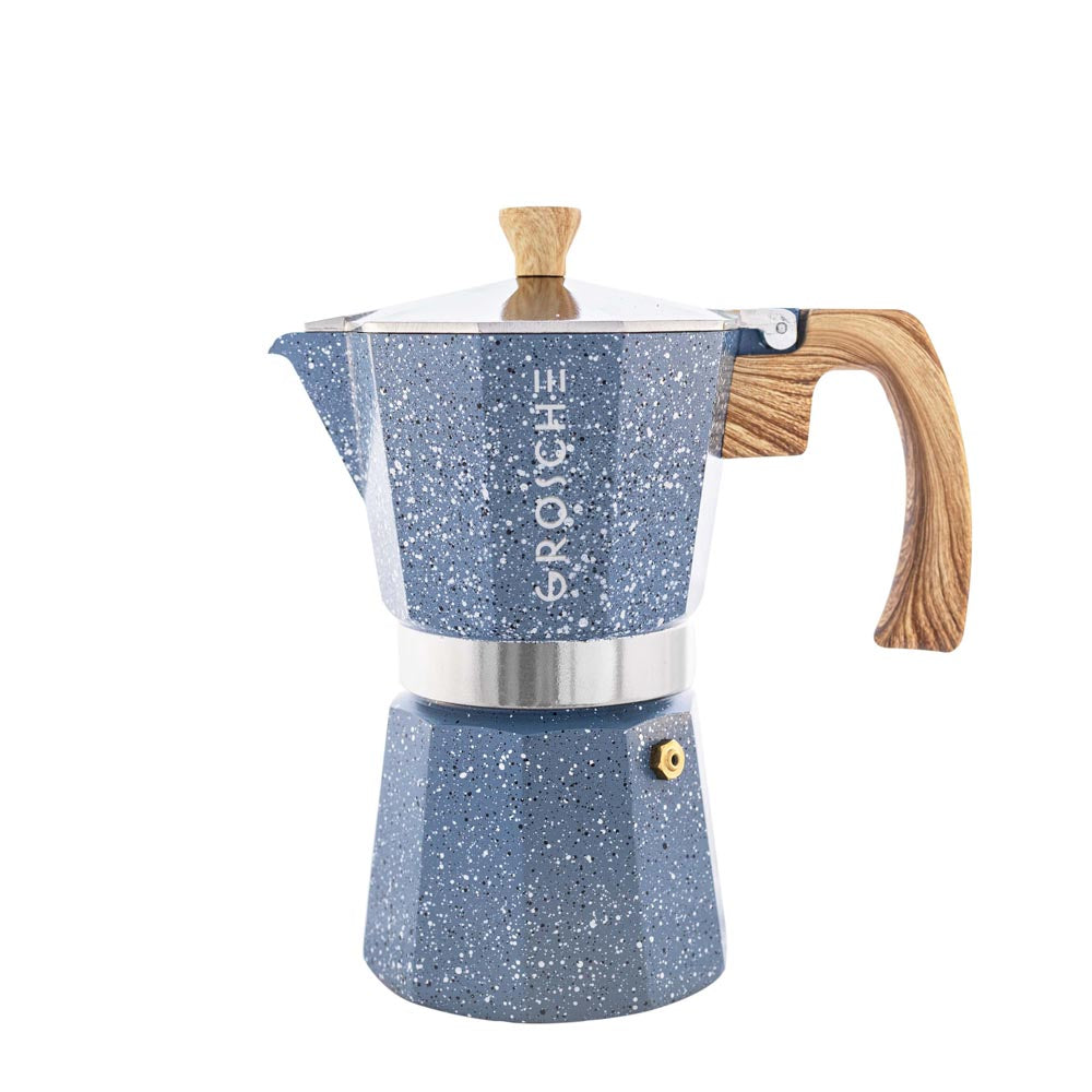 Grosche Milano Stone Stovetop Espresso Coffee Maker, Indigo Blue, Multiple Sizes