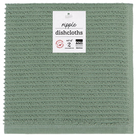Now Designs Ripple Dishcloths, Set of 2, Elm Green