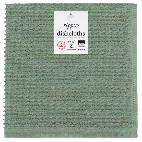 Now Designs Ripple Dishcloths, Set of 2, Elm Green