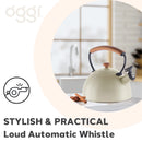 OGGI Stovetop Whistling Kettle w/ Wood Handle, Steel, Gray-5