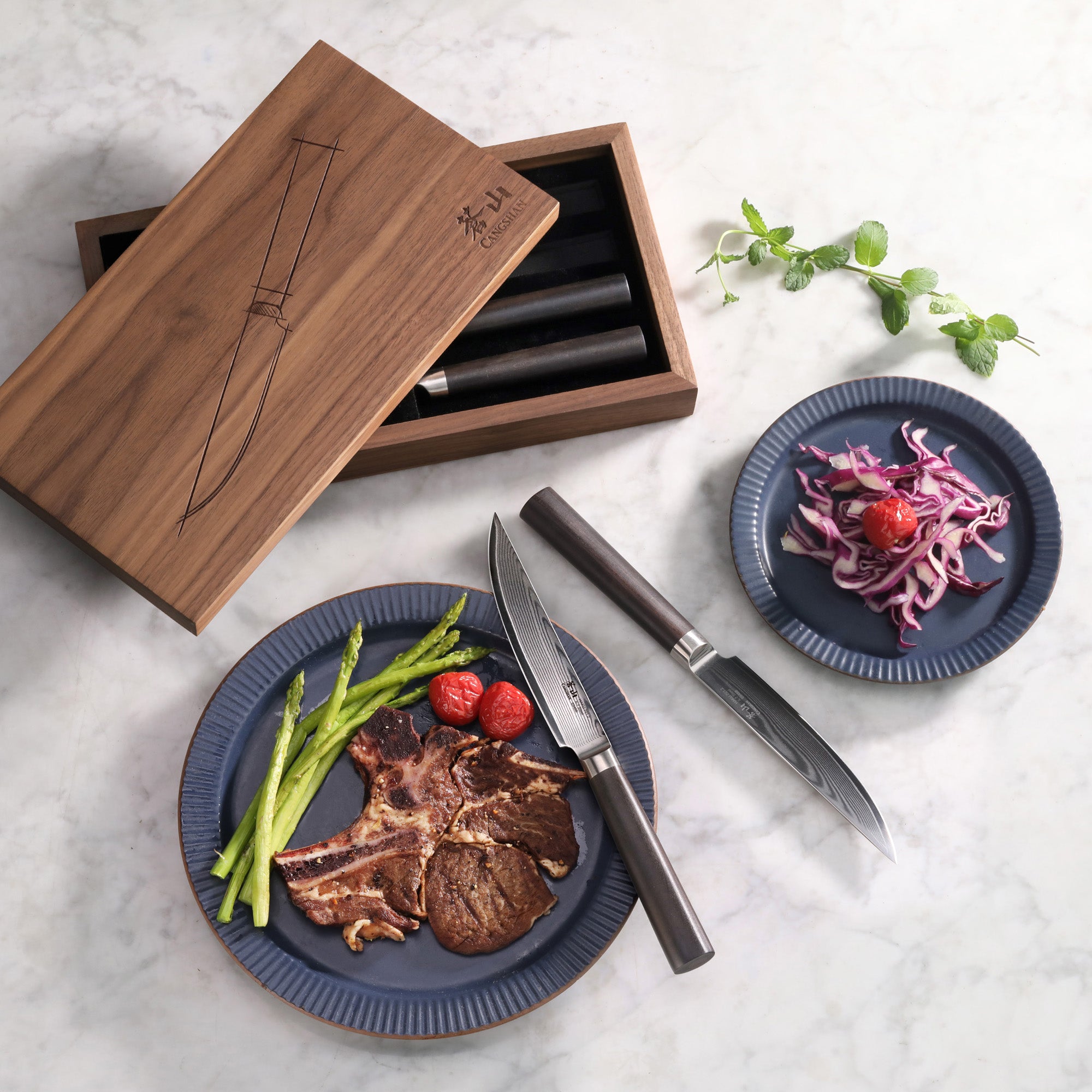 Cangshan HAKU 4-piece Steak Knife Set, American Walnut Box