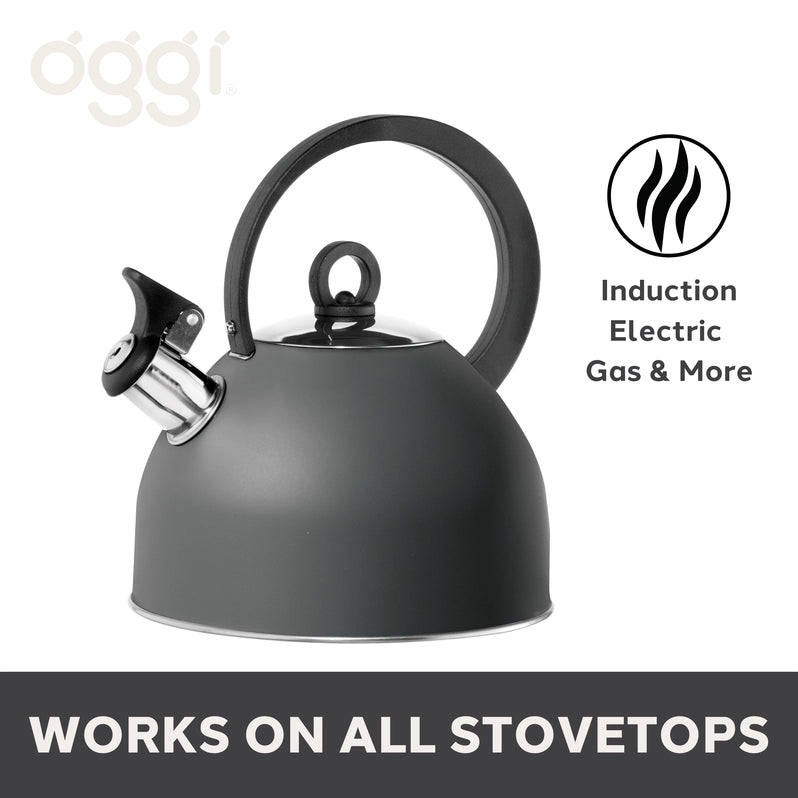 OGGI Stovetop Whistling Tea Kettle, Black