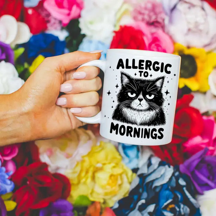 Allergic To Mornings Cat Mug, 11oz