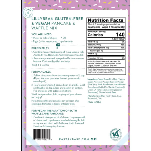 LillyBean Baking Vegan & Gluten-Free Pancake & Waffle Mix