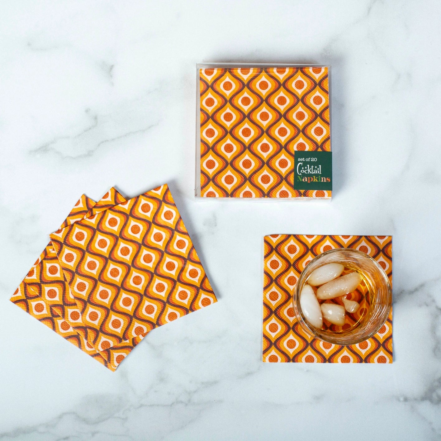 Mod Lounge Paper Co Cocktail Napkin Amber Circle in Waves